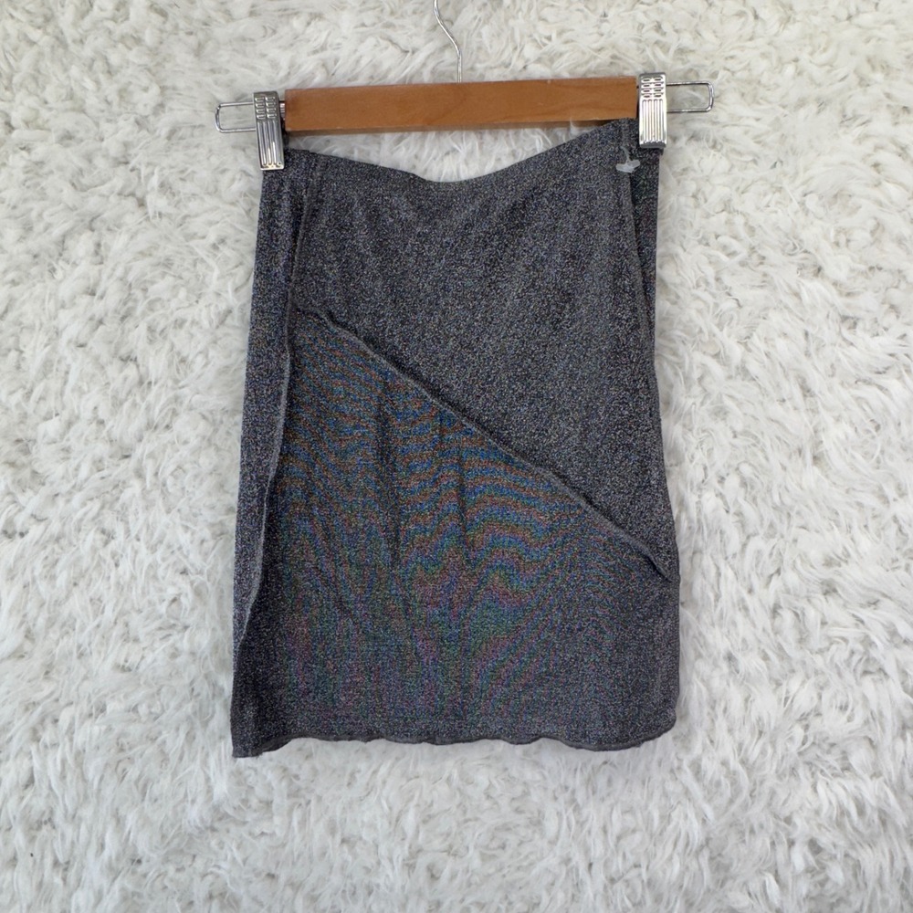 Lambert Metallic Mini Skirt Small Silver Glitter Party Glam Night Out